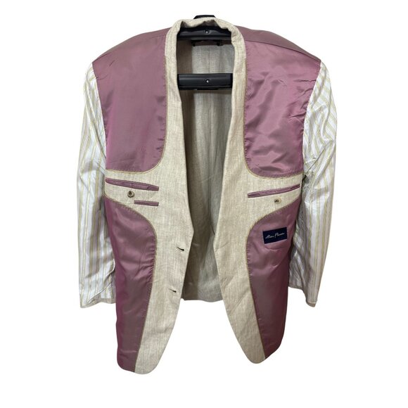 Alan Flusser 100% Linen Men's Sport Coat Jacket Beige Neutral Summer - Picture 9 of 12